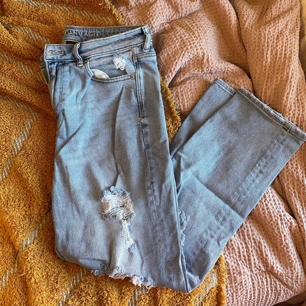 AE distressed mom jeans